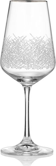 Bohemia Sandra Set Glasses for White Wine Made of Platinum Crystal Goblets 350ml 6 Pieces