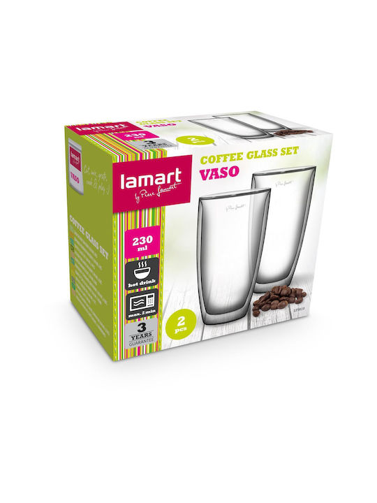 Lamart Σετ Ποτήρια Καφέ/Freddo από Γυαλί 230ml 2τμχ