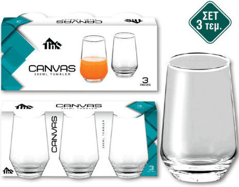 TnS Tumbler Set de pahare pentru apa din Sticlă 280ml 3buc