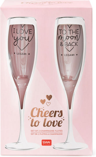 Legami Milano Cheers to Love Σετ Ποτήρια Σαμπάνιας από Γυαλί Κολωνάτα 150ml 2τμχ
