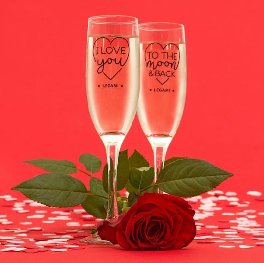 Legami Milano Cheers to Love Σετ Ποτήρια Σαμπάνιας από Γυαλί Κολωνάτα 150ml 2τμχ