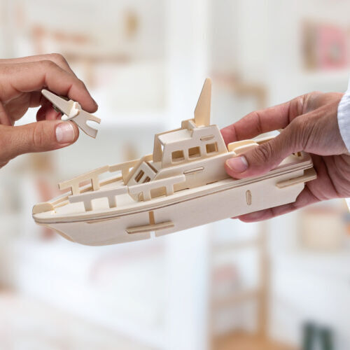 Robotime Дървена Конструктивна Игра Lifeboat Painted за Деца 5+ години+ Години