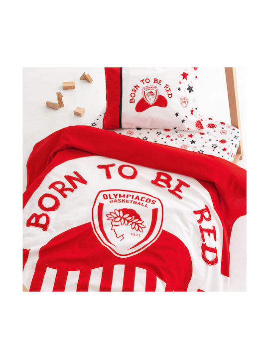 Olympiacos Комплект с Ластик Червен 130x170см Olympiacos Комплект с Ластик Червен 130x170см