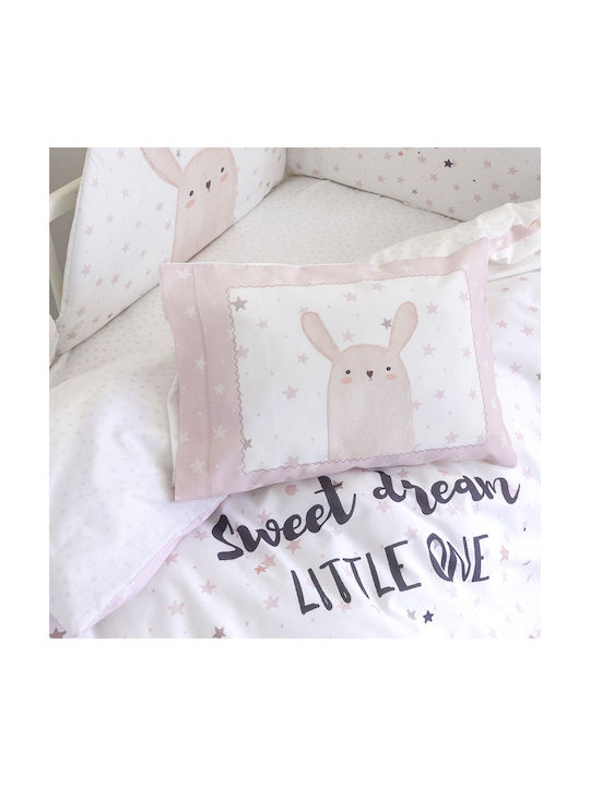 Nima Lovely Bunny Baby Sheets Set Crib Cotton Pink White 120x170cm