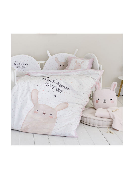 Nima Lovely Bunny Baby Sheets Set Crib Cotton Pink White 120x170cm
