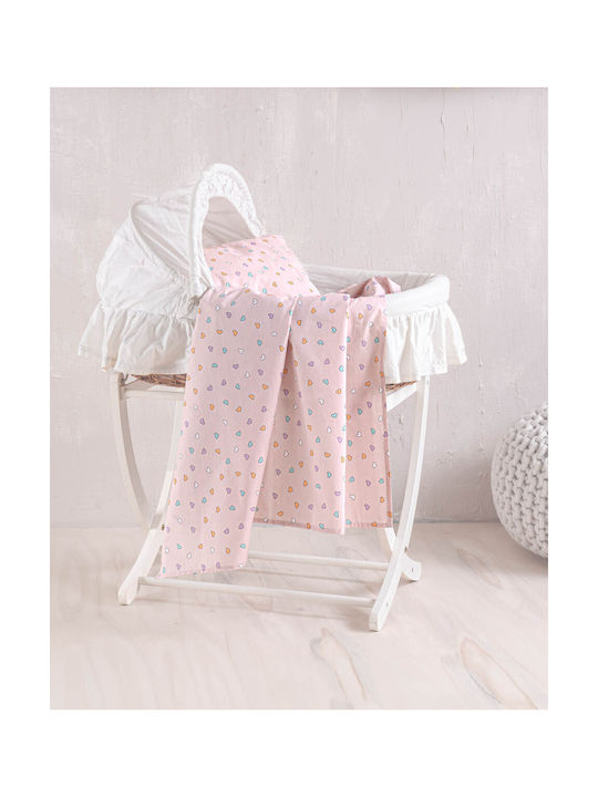Rythmos Tiny Heart Baby Sheet Cradle Cotton Orange 80x110cm