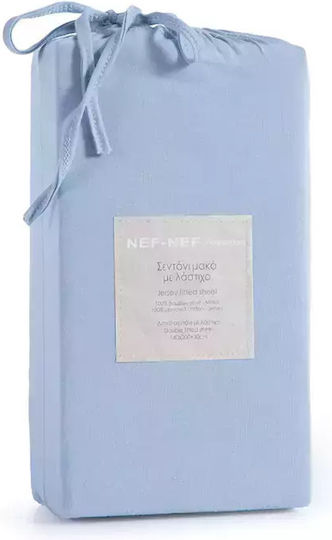 Nef-Nef Homeware Jersey Baby Sheet Crib Flannel Fitted L.Blue Blue 70x140cm