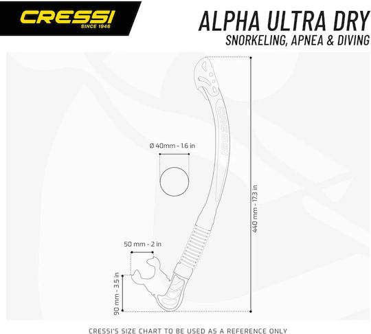 CressiSub Alpha Ultra Dry Snorkel Yellow with Silicone Mouthpiece