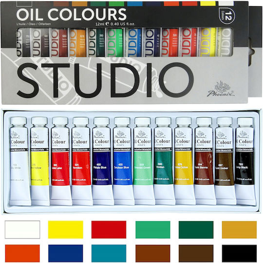 Phoenix Arts Oil Colour Set Oil Colours Set 12ml 12pcs