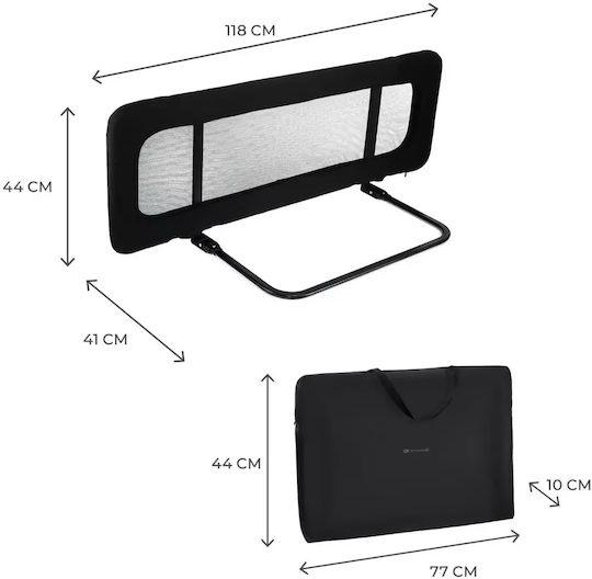 Kinderkraft Guard Dream Bed Rail Guard Simple Placement made of Fabric in Black Color 118x41x44εκ. 1pcs