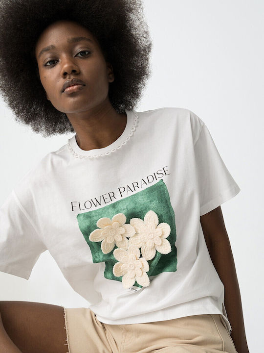 Women's Cotton Short Sleeve Top White