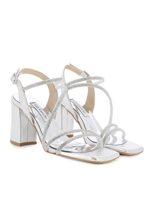 Leder Sandalen Silber