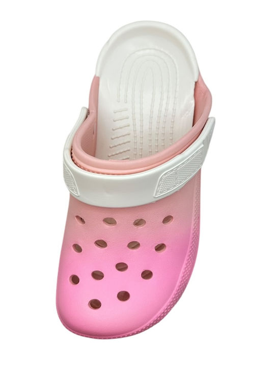 Women's Summer Clogs Tecos Fuchsia To Pink Gradient Comfortable Lightweight Ventilated Size 36 23.5 Centimeters