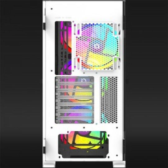 Aqirys Aquilla Gaming Midi Tower Κουτί Υπολογιστή με Πλαϊνό Παράθυρο και RGB Φωτισμό Λευκό