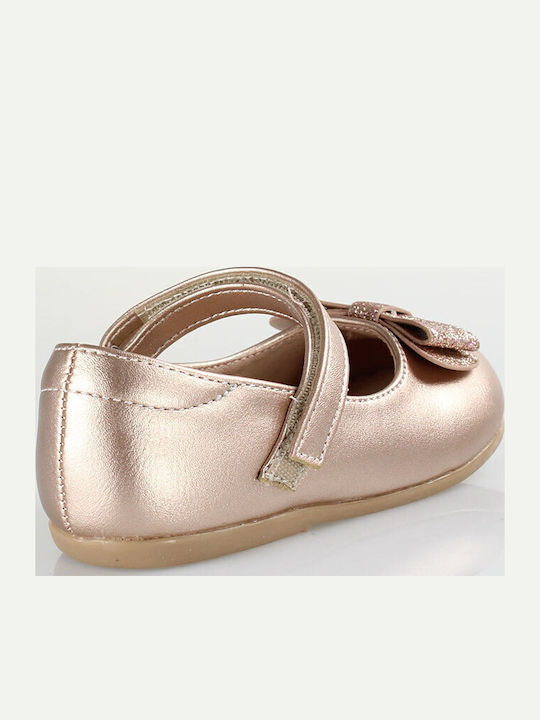 Kids Ballerinas with Hoop & Loop Closure Gold