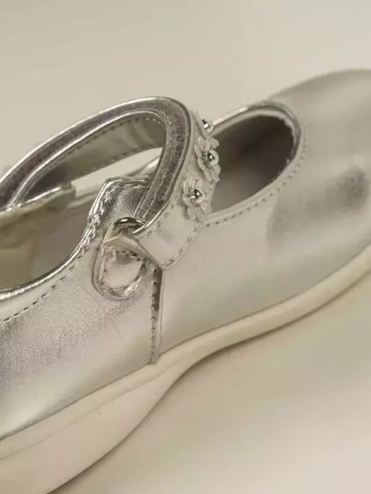 Kids Ballerinas with Hoop & Loop Closure Silver