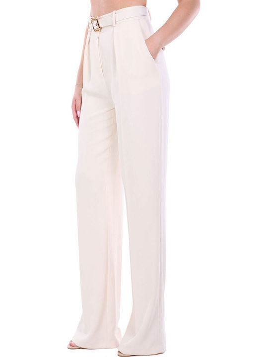 Women's Fabric Trousers Ecru