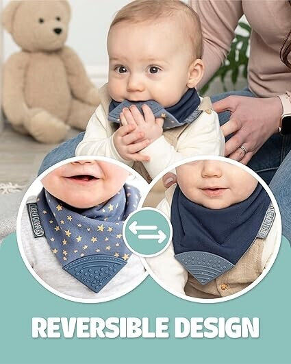 Cheeky Chompers Midnight Stars Waterproof Bandana Silicone with Button Midnight Stars for 2 m+