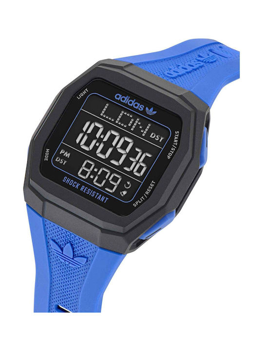 adidas One Ψηφιακό Ανδρικό Ρολόι Χρονογράφος Μπαταρίας με Μπλε Καουτσούκ Λουράκι