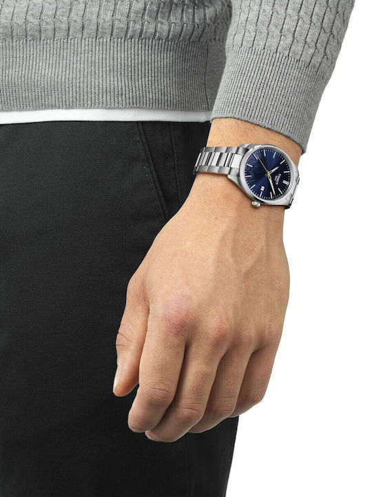 Tissot Pr 100 Ανδρικό Ρολόι Μπαταρίας με Ασημί Μεταλλικό Μπρασελέ