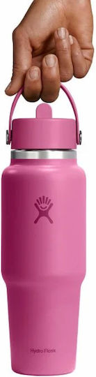Hydro Flask Wide Mouth Travel Thermos Bottle Stainless Steel 1lt Reef with Straw
