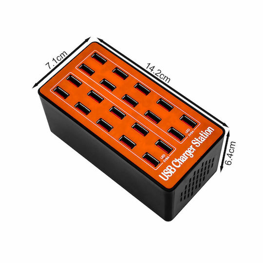 Jiageng Charging Stand with 20 USB-A Ports 80W in Orange color (JG658)