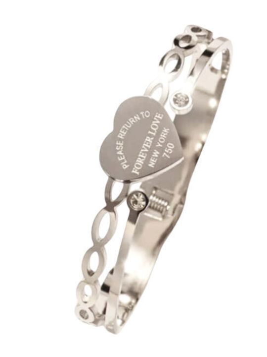 Women's Bracelet Handcuffs with Heart Design in Stainless Steel 6.5cm