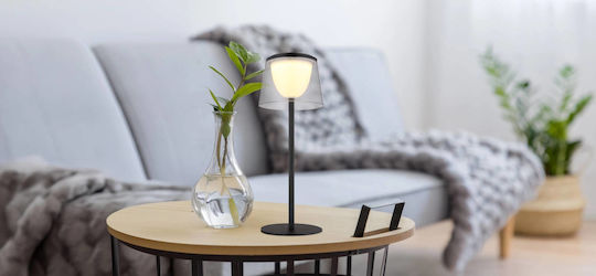 Globo Lighting Metal Table Lamp with Black Shade and Base