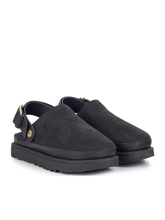 UGG Goldenstar Leather Black Slippers
