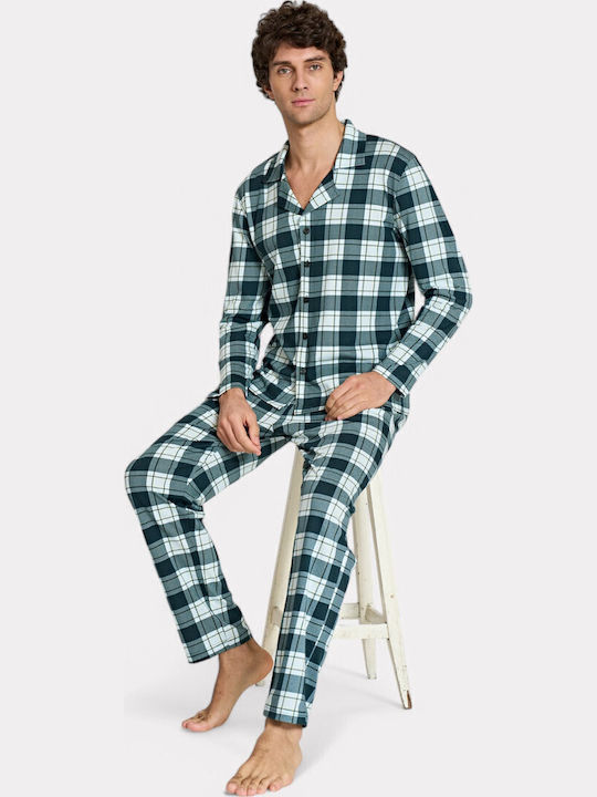 Pijadore Men's Pyjamas Green Checkered – Long Sleeve Pjdr1818-2-green