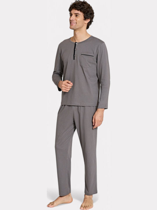 Pijadore Herren Pyjama Grau – Langarm Pjdr1814-2-grau
