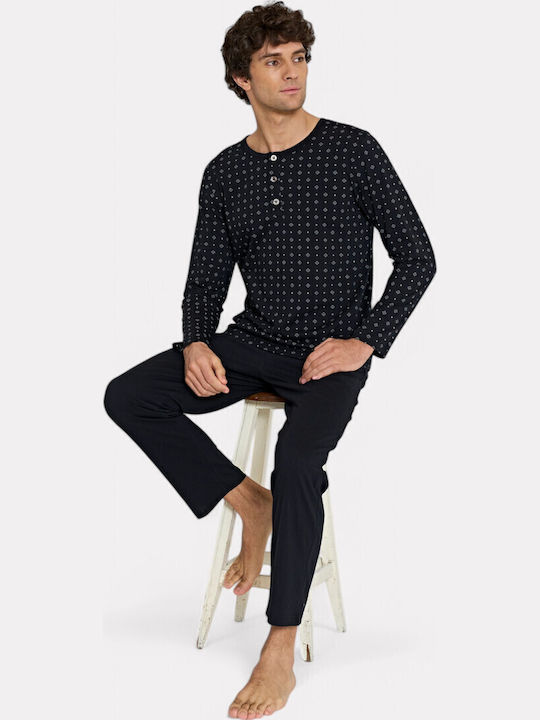 Pijadore Schwarzes Herren-Pyjama-Design – Langarm Pjdr1822-2-schwarz