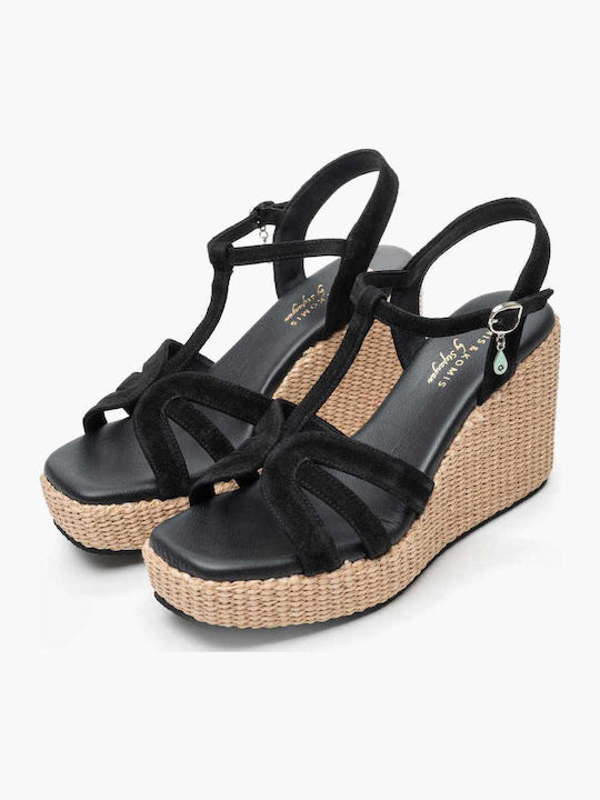 Women's Leather Platform Shoes Black/Beige