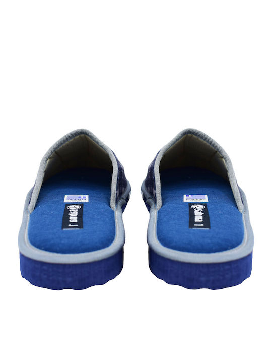 Men's Printed Heel Enclosed Slippers Blue