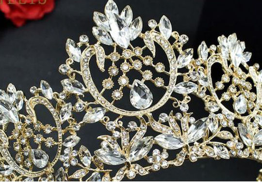 Tall Bridal Wedding Tiara Gold Christina Dimensions Height 8.5cm Design Circumference Left-right 30cm Diameter 15.5cm Weight 180g