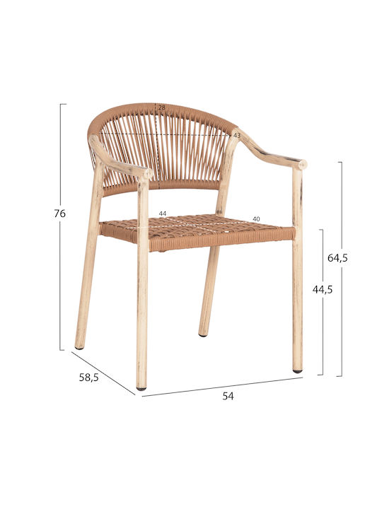 Scaun De Exterior Din Aluminiu Kerly Stejar-Cupru 54x58x78cm