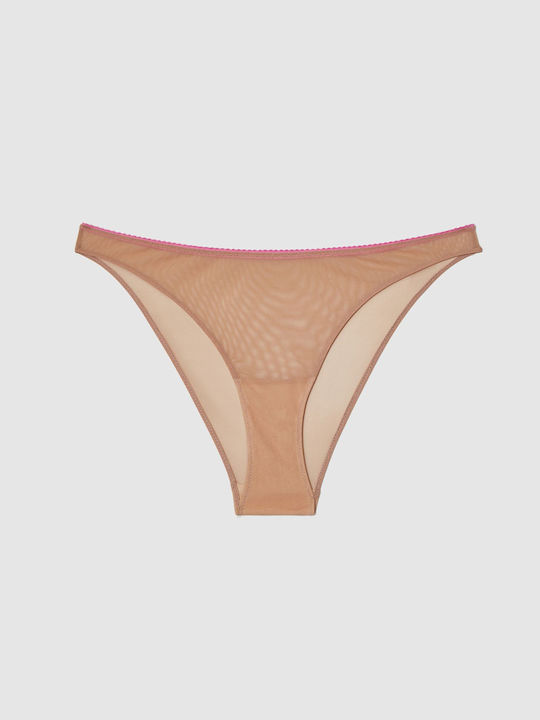 Slip Мрежесто Двуцветно Дамско Слип Warm Nude
