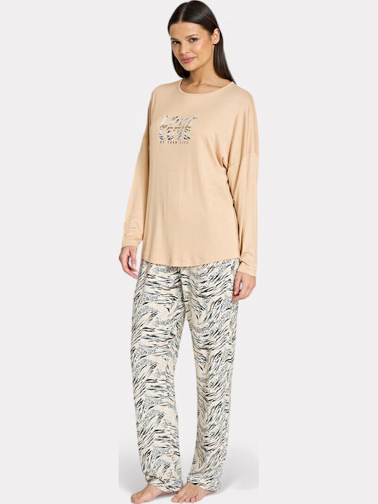 Pijadore Winter Women's Pyjama Set Beige