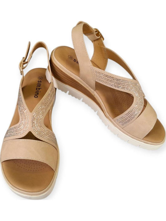 Damenplattformen Beige