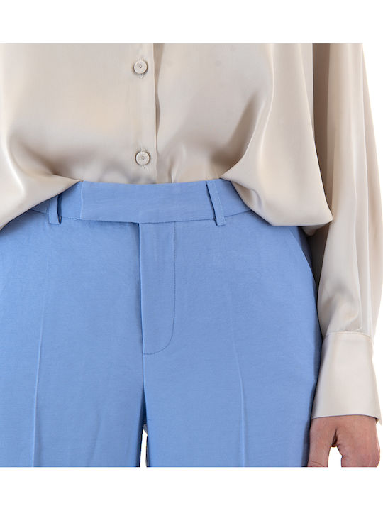Damen Hoch tailliert Stoff Hose in Geradem Schnitt Sky Blue