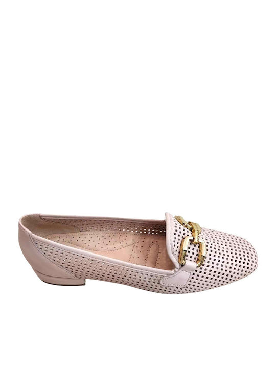 Leder Damen Mokassins in Beige Farbe