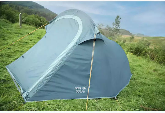 Vango Soul 300 Camping Tent Mountaineering Blue with Double Cloth 3 Seasons for 3 People Waterproof 3000mm 285x190x120cm Deep Blue