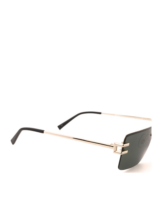Invu Men's Sunglasses with Gold Metal Frame and Green Mirror Lens IB12505D