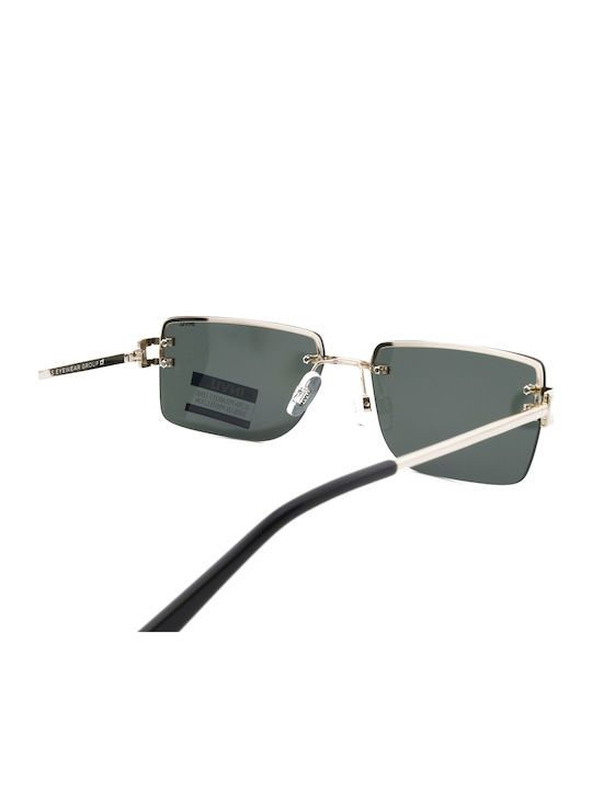 Invu Men's Sunglasses with Gold Metal Frame and Green Mirror Lens IB12505D