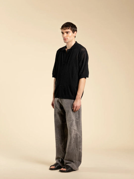 Short-sleeved Cotton Shirt Black