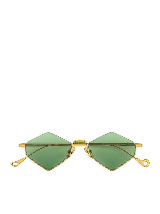 Eyepetizer Asakusa Women's Sunglasses with Gold Metal Frame and Green Lens