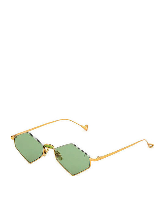 Eyepetizer Asakusa Women's Sunglasses with Gold Metal Frame and Green Lens