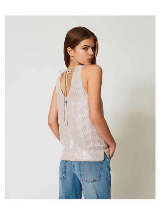 Women's Blouse Sleeveless Beige
