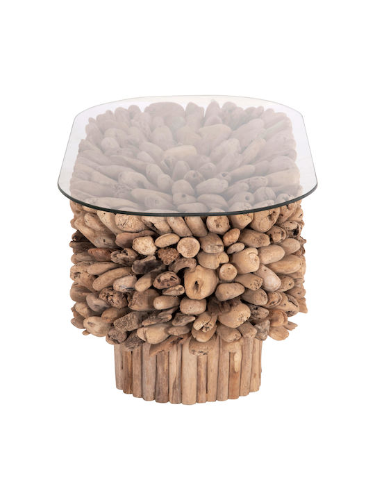Oval Central Coffee Table Sparrow Glass Driftwood W106xD55.5xH50.5cm