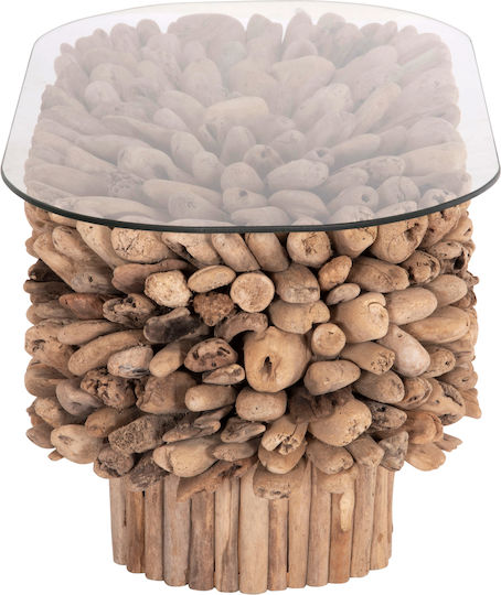 Oval Zentral Kaffeetisch Sparrow Glas Driftwood M106xLxH50,5cm